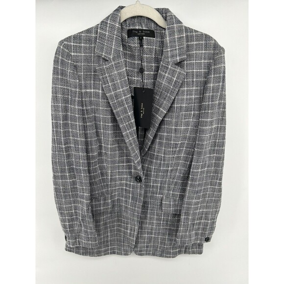 RAG & BONE DECONSTRUCTED CHECK BLAZER SIZE: 2